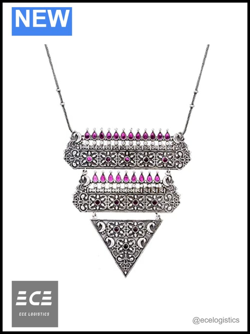 Afghani Tribal Oxidised Pendant Necklace Boho Ethnic Jewelry for Women